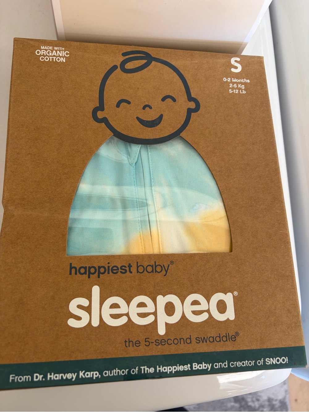 Happiest Baby Sleepea Swaddle - Blue & Yellow Gradient - Size S & Bottles